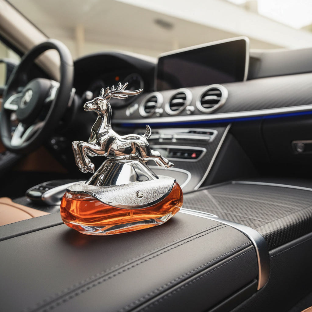 Car Perfume Glass Bottle / Deer Design Orange Fragrance Large Size Colour Box Pack Fy-2964 (China)