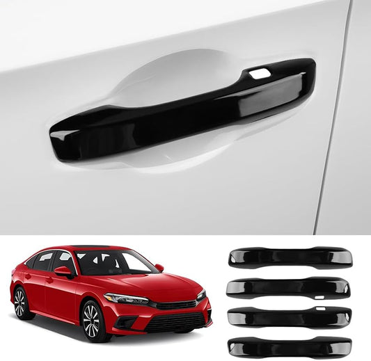 Chrome Handle Covers Full Plastic Tape Type Fitting Honda Civic 2022 Black/Carbon 04 Pcs/Set (China)