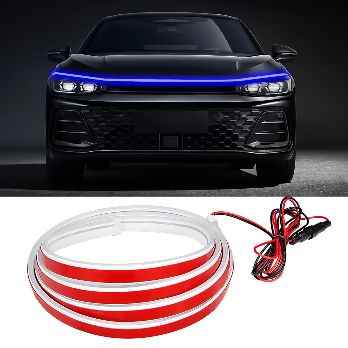 Car Exterior Led Hood Decorative Led Silicone Housing Blue     01 Pc/Set Colour Box Pack 01 Pc/Pack (China)