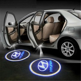 Car Interior Led Door Shadow Light Led Type  Large Size  Hyundai Logo 02 Pcs/Set Plastic Housing Colour Box Pack White (China)