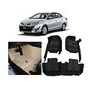 Car Floor Mat 11D Toyota Yaris 2020 Beige Pvc Beige Stitch Beige/Brown Grass 03 Pcs / Set Premium Quality (China)