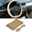 Car Steering Wheel Cover Stitch Type Pvc/Leather Material  Leather Design Beige Universal Fitting Poly Bag Pack  (China)