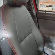 Auto Leather Type Seat Cover M/B Oem Design  Custom Fitting Peugeot 2008 Black Colour Red Stitch  11 Pcs/Set