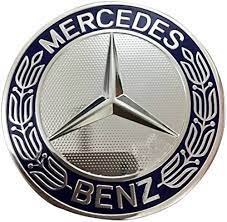 Auto Logo/Monogram Alloy Wheel Hub / Cup Fitting Decorative Type Mercedes Logo Tape Type Fitting Metal Material Blue/Chrome 04 Pcs/Pack Poly Bag Pack Cap Type Logo (China)