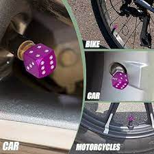 Car Tire Air Valve Decorative Caps Dice Design Metal Material Purple/Chrome Standard Quality 04 Pcs/Set Pvc Bag Pack (China) Fy-2073