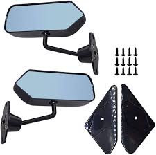 Car Door Mirrors  Replacement  Universal Fitting  Manual Type Carbon / Black   02 Pcs/Pack Box Pack F1 Mirror (China)