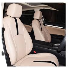 Auto Leather Type Seat Cover M/B Custom Design Custom Fitting Honda Civic 2022 Beige/Black Colour Beige Stitch  12 Pcs/Set