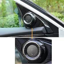 Chrome Tweeter Speaker Cover Plastic Tape Type Fitting Honda Civic 2018 Black/Carbon 02 Pcs/Set (China)