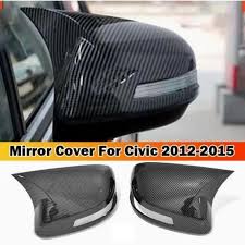 Chrome Door Mirror Covers (Full) Plastic Tape Type Fitting Honda Civic 2015 Black/Carbon 02 Pcs/Set (China)