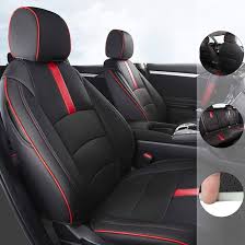 Auto Leather Type Seat Cover M/B Oem Design  Custom Fitting Honda Civic 2009 Black Colour Red Stitch  11 Pcs/Set