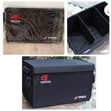 Car Trunk Organiser / Storage Box Leather Type Material Large Size Toyota Logo Brown Premium Quality (China)