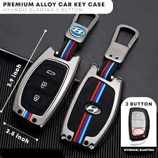 Car Remote Key Cover/Casing Metal Casing / Leather Keychine Hyundai Logo Black Box Pack (China)