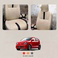 Auto Leather Type Seat Cover M/B Type-R Design Custom Fitting Suzuki Alto 2020 Beige/Black Colour   06 Pcs/Set Premium Quality