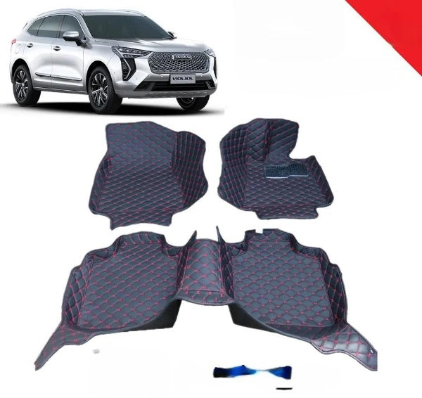 Car Floor Mat 8D Jolion Haval Black Pvc  Beige Stitch 03 Pcs / Set Premium Quality (China)