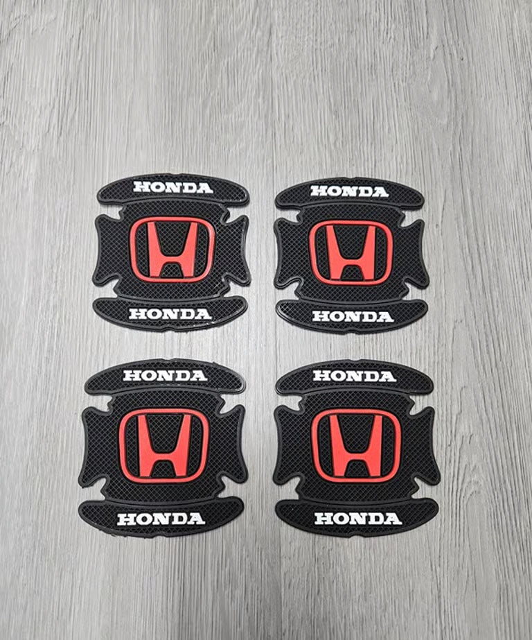 Outer Door Handle Bowl Anti-Scratch Pads Silicone Material Black/Red Honda Logo Poly Bag Pack Tape Type Fitting 04 Pcs/Set (China)