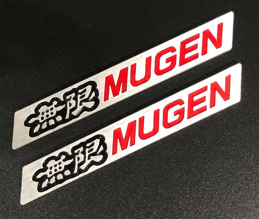 Car Universal Mono Metal Material Mugen Fender Logo Black/Chrome 02 Pcs/Pack Large Size Poly Bag Pack  (China)