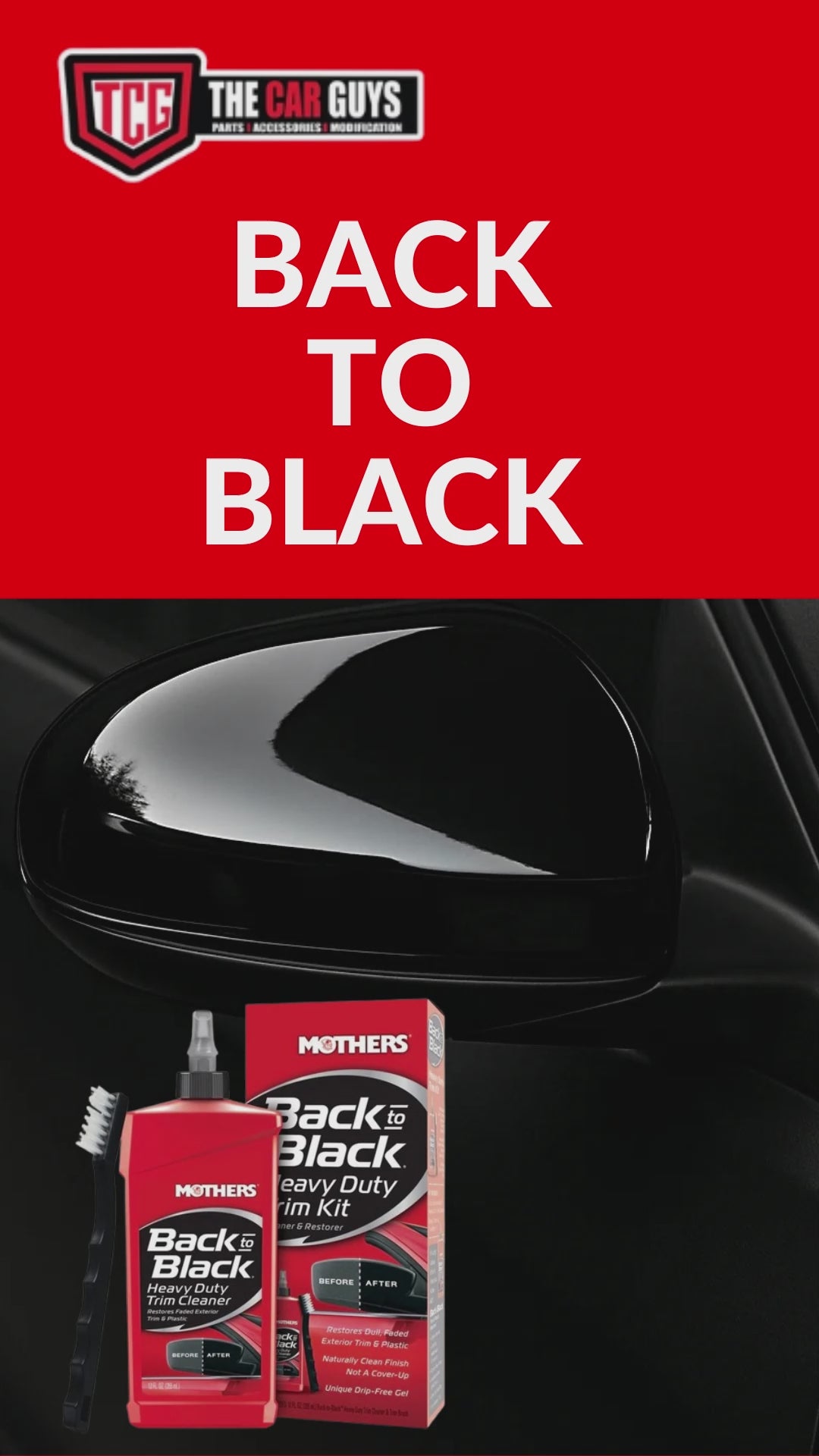 Plastic Restorer Mothers Colour Box Pack 355Ml Back To Black Heavy Duty Trim Cleaner Kit With Trim Brush 6141 (Usa)
