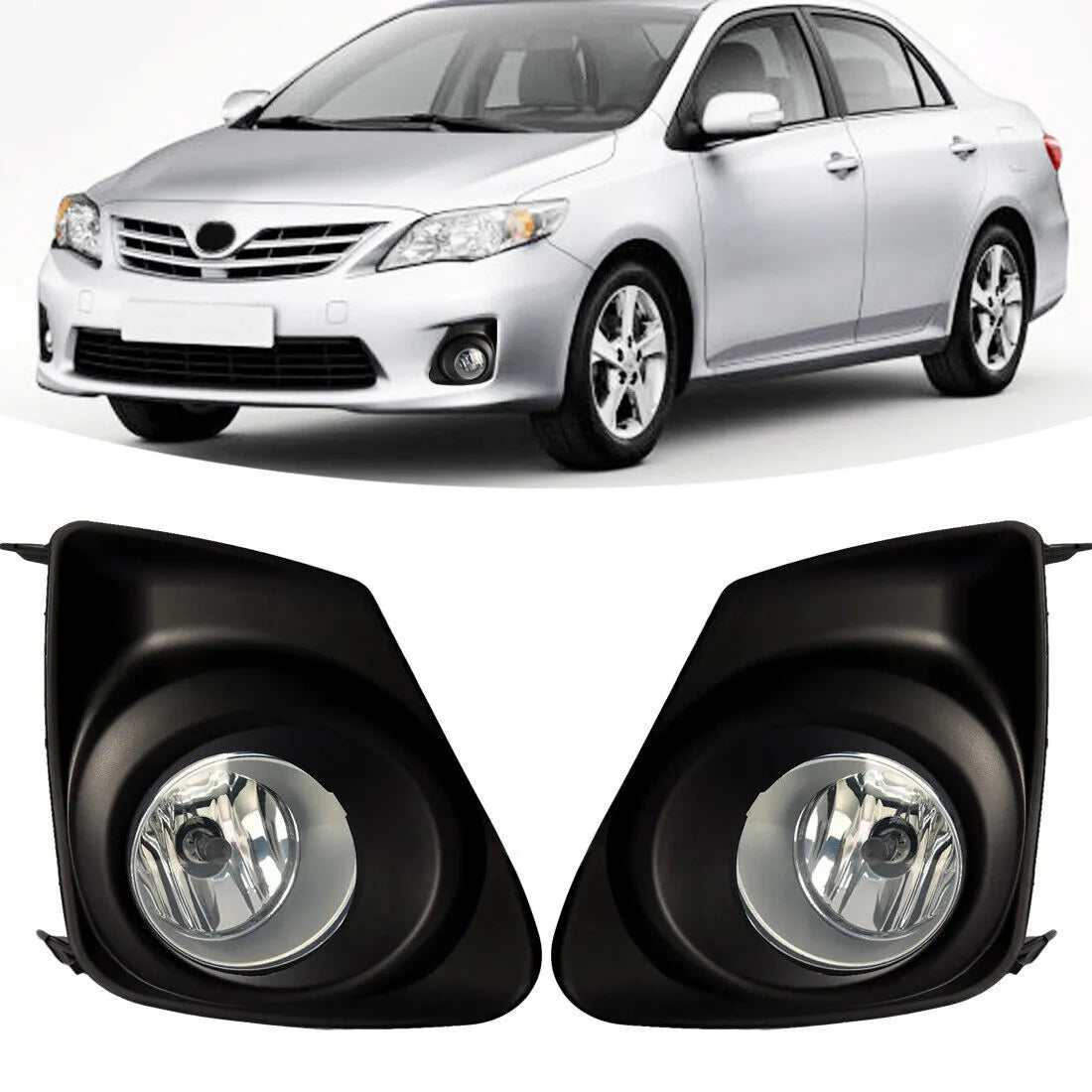 Car Fog Lamp Korealite Oem Fitting Halogen Toyota Corolla 2012 Plastic Housing Glass Lens Clear Lens Black/Chrome Kl-12000 (China)