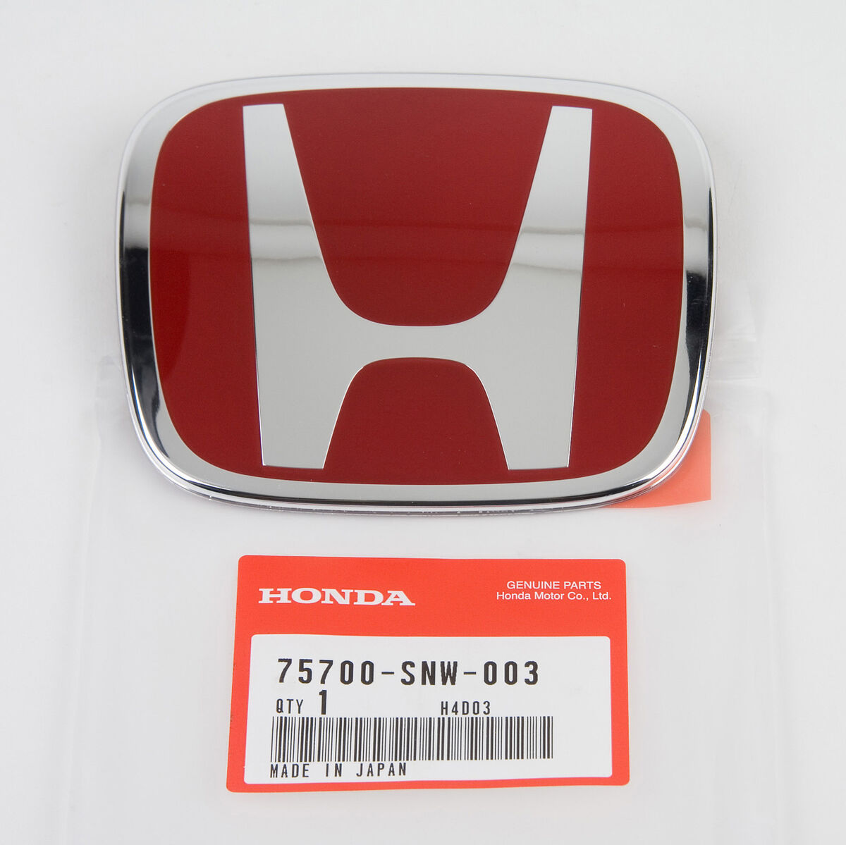 Auto Logo/Monogram Trunk Fitting Oem Type Honda-H Logo Honda Civic 2009 Tape Type Fitting Plastic Small Size Red/Chrome 01 Pc/Pack Poly Bag Pack (China)