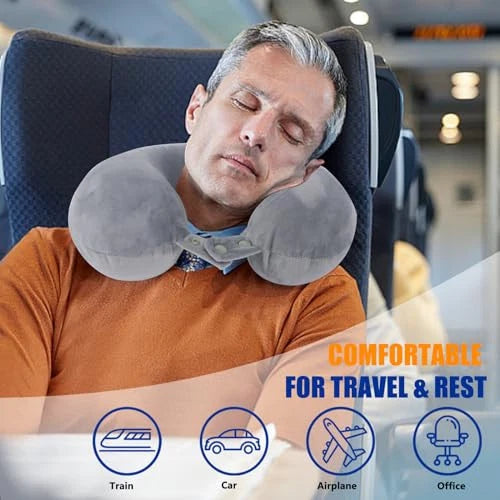 Car Neck Rest Cushions Velvet Material U Shape 01 Pc/Set Blue Poly Bag Pack