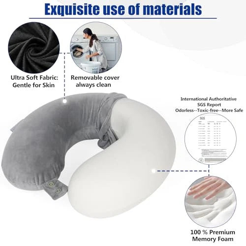 Car Neck Rest Cushions Fabric Material U Shape Without Logo 01 Pc/Set Grey Pvc Bag Pack (China)