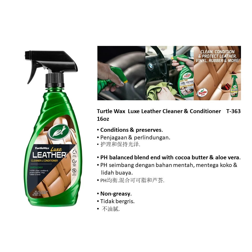 Leather Polish Turtle Wax Plastic Can Pack 473Ml Luxe Leather Cleaner&Conditioner T-363A (Usa)