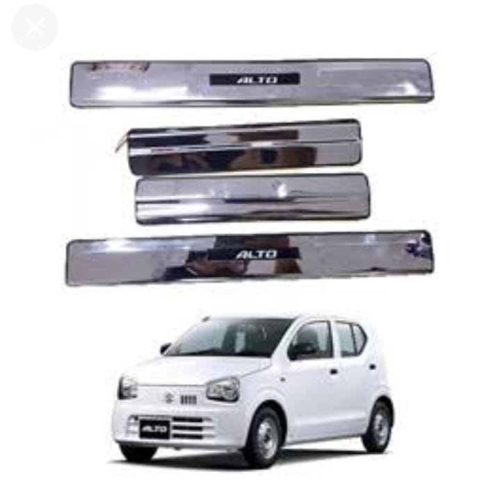 Car Door Sill Scuff Plate Protectors  Ss Type W/Led Oem Fitting Suzuki Alto 2020 Alto Logo  White Led   04 Pcs/Set Ss Colour (China)