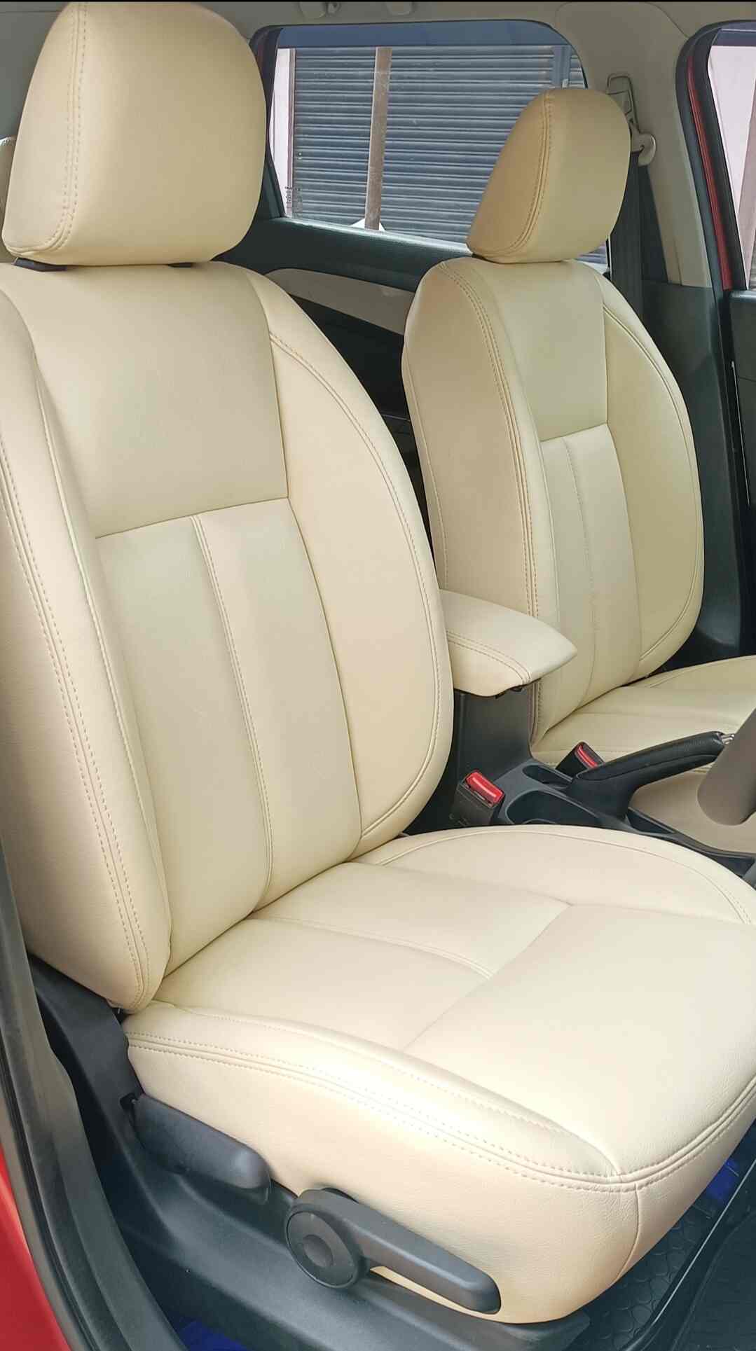 Auto Leather Type Seat Cover M/C  Set Design Custom Fitting Toyota Yaris 2020  Beige Colour   11 Pcs/Set