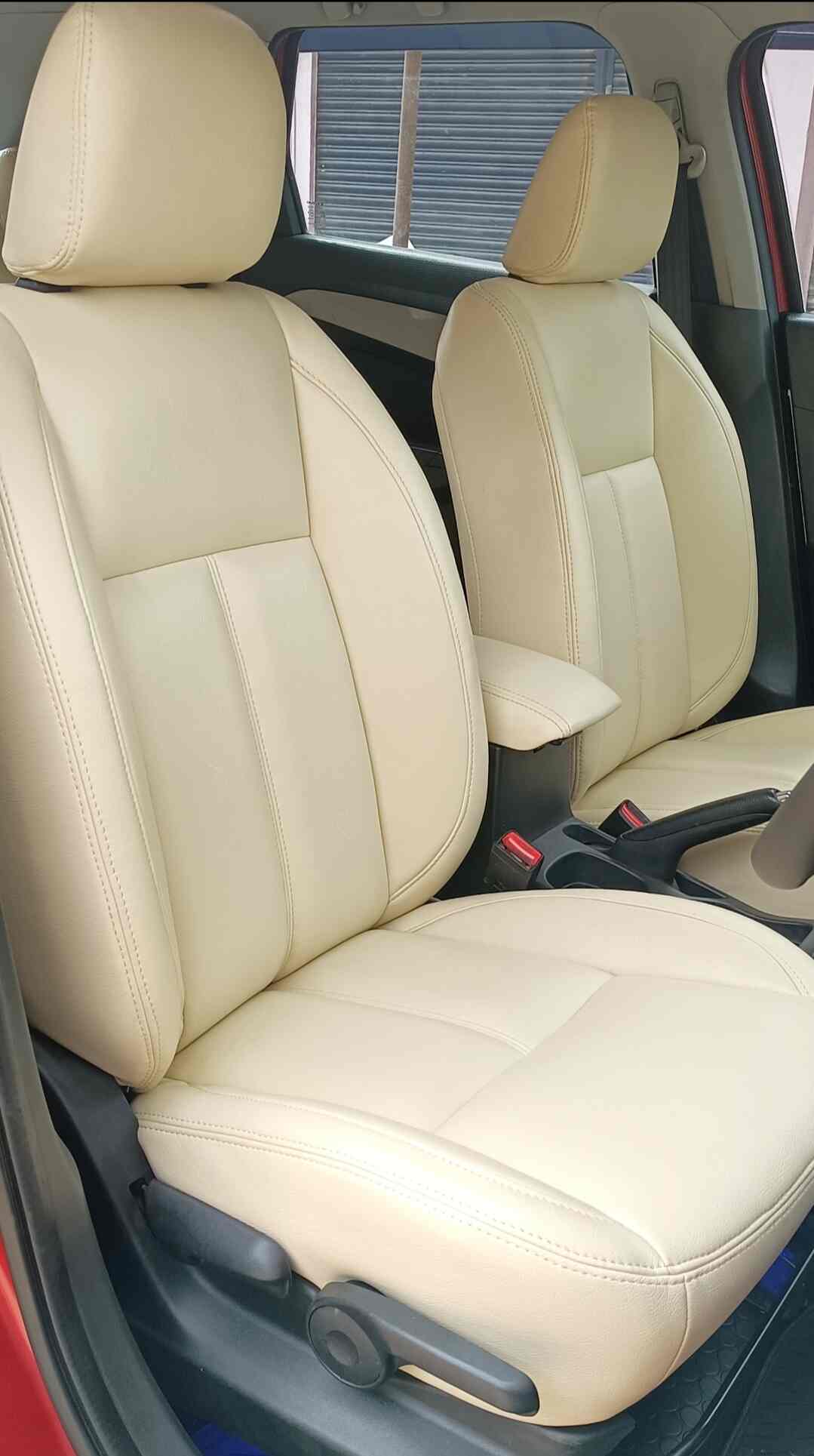 Auto Leather Type Seat Cover M/C Oem Design Custom Fitting Toyota Yaris 2020 Beige Colour 11 Pcs/Set