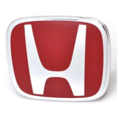 Auto Logo/Monogram Trunk Fitting Oem Type Honda-H Logo Honda Civic 2009 Tape Type Fitting Plastic Small Size Red/Chrome 01 Pc/Pack Poly Bag Pack (China)