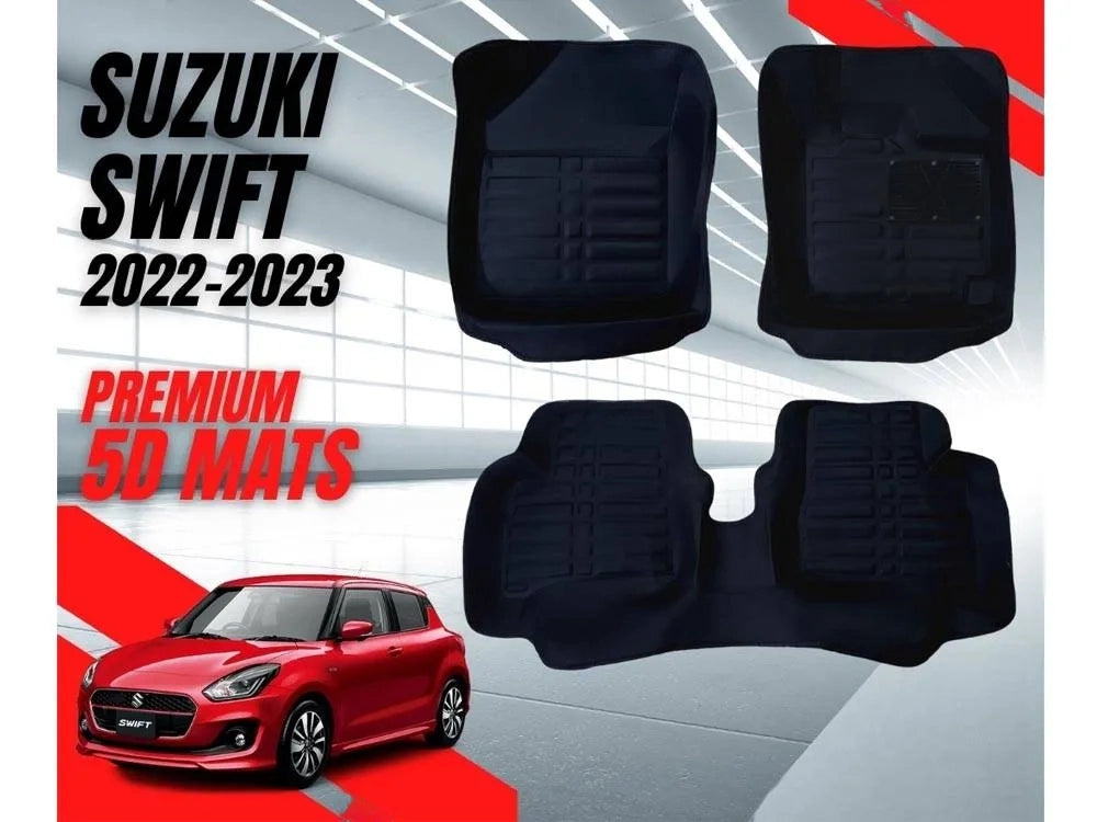 Car Floor Mat 5D Suzuki Swift 2022 Black Pvc 03 Pcs / Set Standard Quality (China)