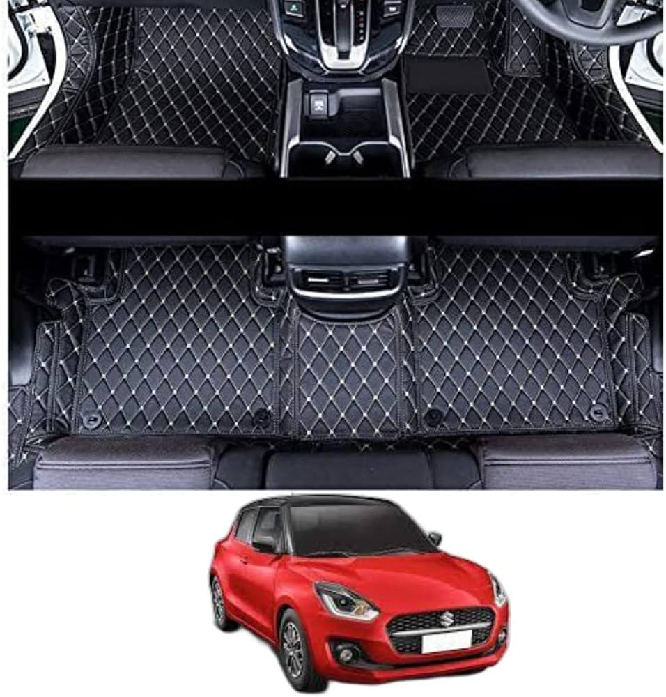 Car Floor Mat 7D Suzuki Swift 2022 Black Pvc Beige Stitch 03 Pcs / Set Standard Quality (China)