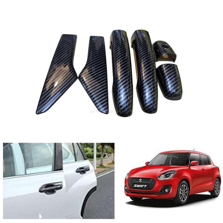 Chrome Handle Covers Full Plastic Tape Type Fitting Suzuki Swift 2022 Black/Carbon 06 Pcs/Set (China)