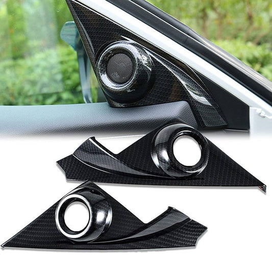 Chrome Tweeter Speaker Cover Plastic Tape Type Fitting Honda Civic 2018 Black/Carbon 02 Pcs/Set (China)