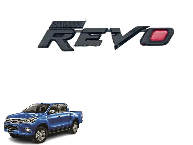 Auto Logo/Monogram Trunk Fitting Oem Type Revo Logo Toyota Revo 2021 Tape Type Fitting Plastic Black/Red 01 Pc/Pack Blister Pack (China)