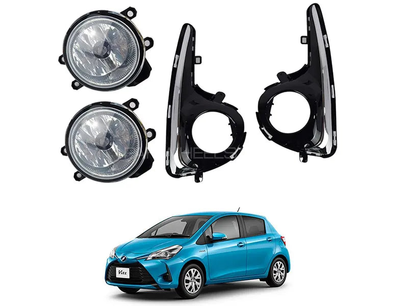 Car Fog Lamp Korealite Oem Fitting Halogen Toyota Vitz 2018 Plastic Housing Glass Lens Clear Lens Black/Chrome Kl-7891 (China)