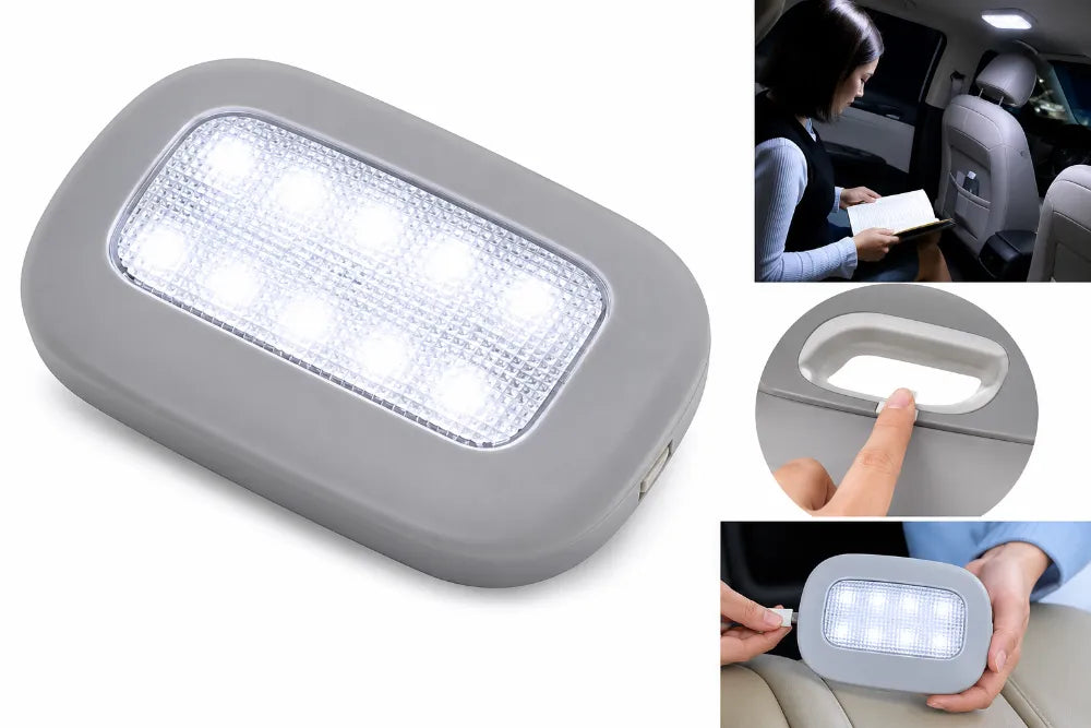 Car Interior Led Dome Light W/Button Led Type Square Shape Large Size 01 Pc/Set Plastic Housing Colour Box Pack White (China) Y-975