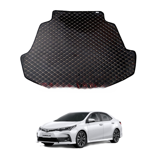 Car Trunk Mat 7D Type Toyota Corolla 2018 Beige Beige Stitch Corolla Logo 01 Pc/Set