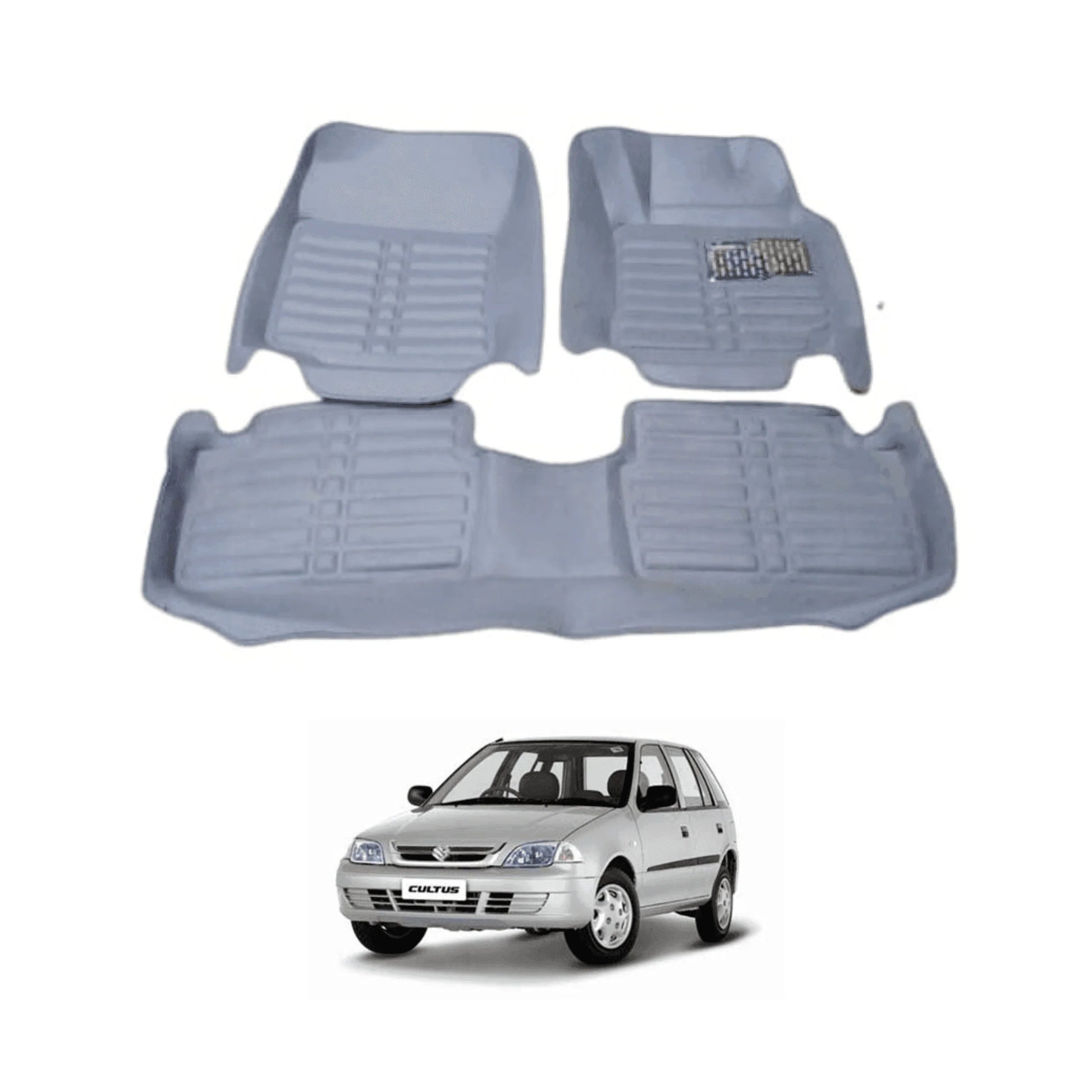 Car Floor Mat 5D Suzuki Old Cultus Grey Pvc 03 Pcs / Set Standard Quality (China)