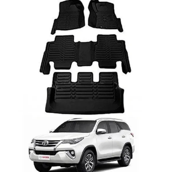 Car Floor Mat 5D Toyota Fortuner 2018 Black Pvc 04 Pcs/Set Premium Quality (China)