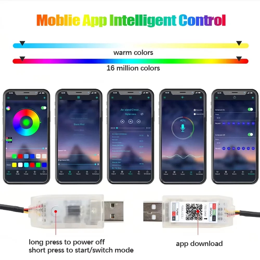 Car Interior Led Atmosphere Light (Strip) Smd Type 04 Pcs/Set Silicone Housing Colour Box Pack Rgb (China) W/Mobile App Control
