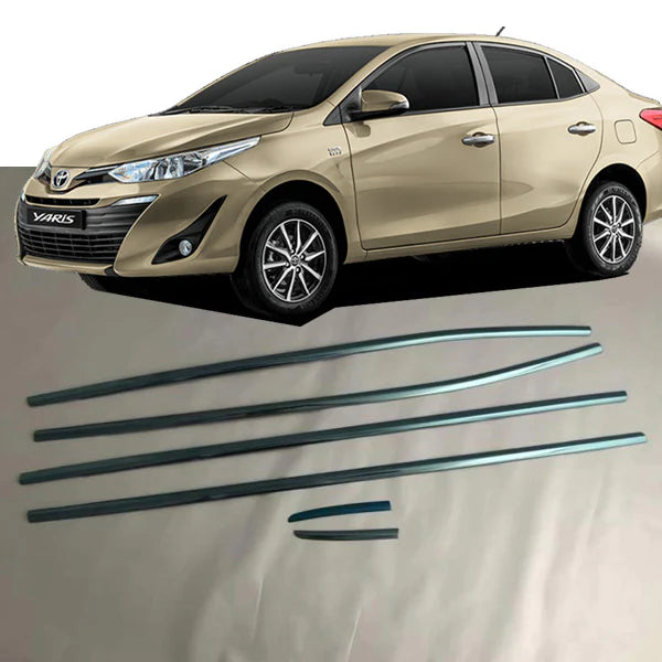 Chrome Weather Strips Steel Tape Type Fitting Toyota Yaris 2020   06 Pcs/Set (China)