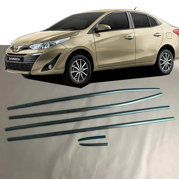 Chrome Weather Strips Steel Tape Type Fitting Toyota Yaris 2020 06 Pcs/Set (China)