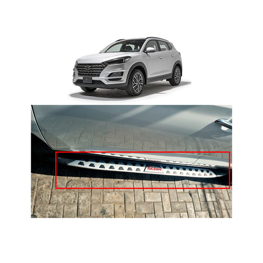 Side Step / Foot Board  Version 03 Design Oem Fitting Hyundai Tucson 2021 Metal Material With Chrome Border Without Light  Tucson Logo  02 Pcs/Set Black/Silver Ads-9501 (China)