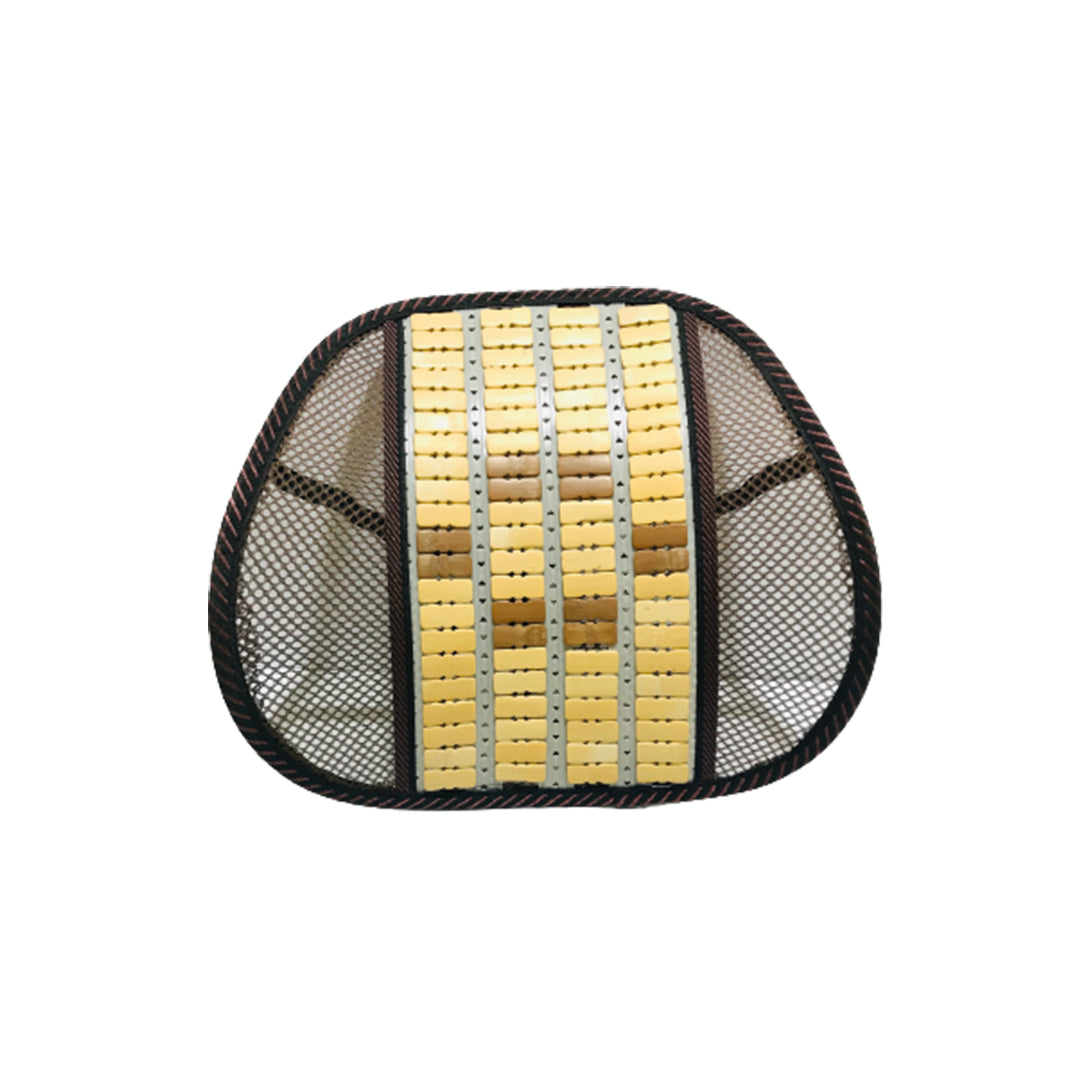 Car Back Rest Cushion Mesh/Rectangle Beads Large Size Beige/Brown 01 Pc/Pack Poly Bag Pack (China)