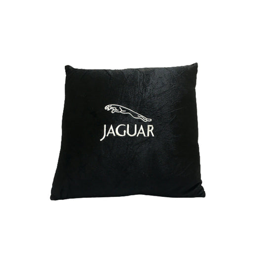 Car Back Rest Cushion Velvet Material  Jaguar Logo Large Size Black 01 Pc/Pack Poly Bag Pack  Fy-3949 (China)