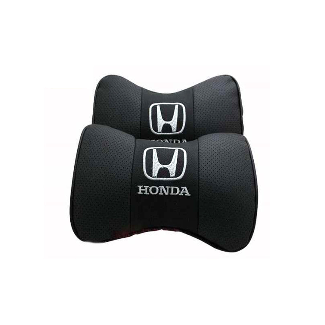 Car Neck Rest Cushions Pvc Material Honda Logo 02 Pcs/Set Black Poly Bag Pack (Pakistan)