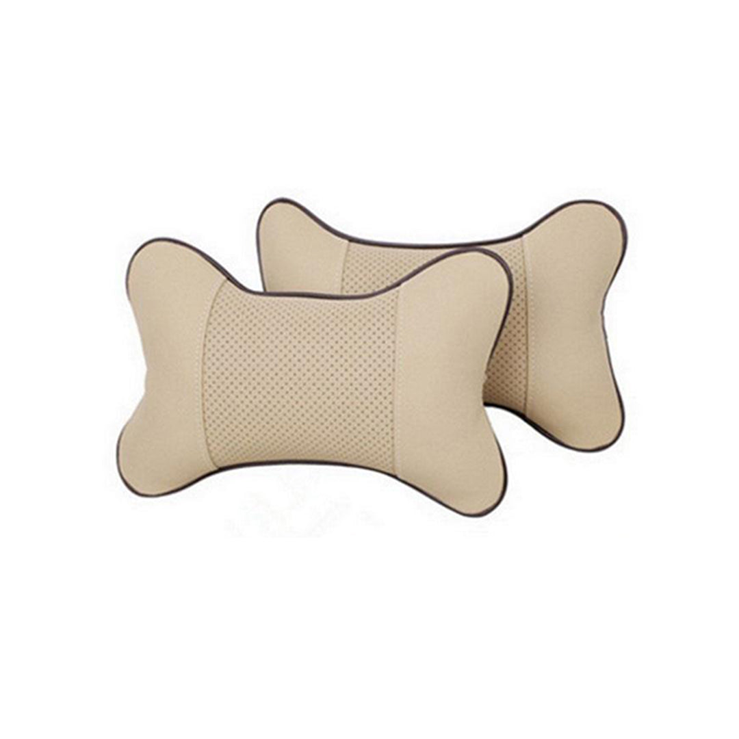 Car Neck Rest Cushions Pvc Leather Material 02 Pcs/Set Beige Poly Bag Pack (China)