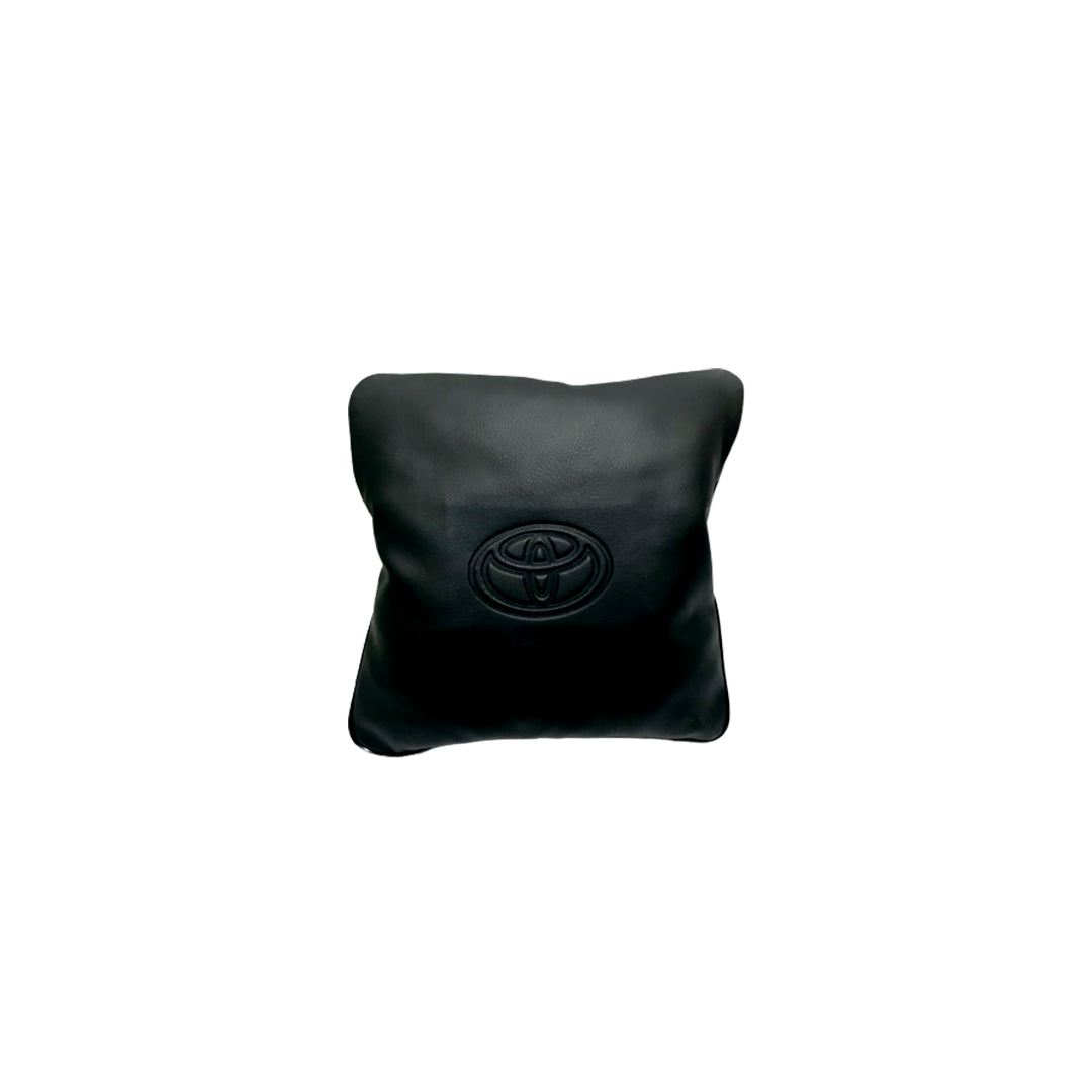 Car Back Rest Cushion Pvc Leather Material Toyota Logo Small Size Black 01 Pc/Pack Poly Bag Pack (Pakistan)