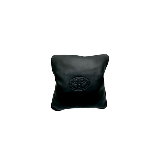 Car Back Rest Cushion Pvc Leather Material   Toyota Logo Small Size Black 01 Pc/Pack Poly Bag Pack  (Pakistan)